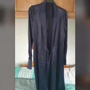NWT Galvan London Satin Callisto Wrap Jacket Dress in Midnight Blue